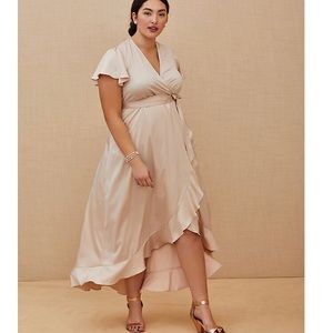 Light Pink Satin Hi-Lo Formal Gown